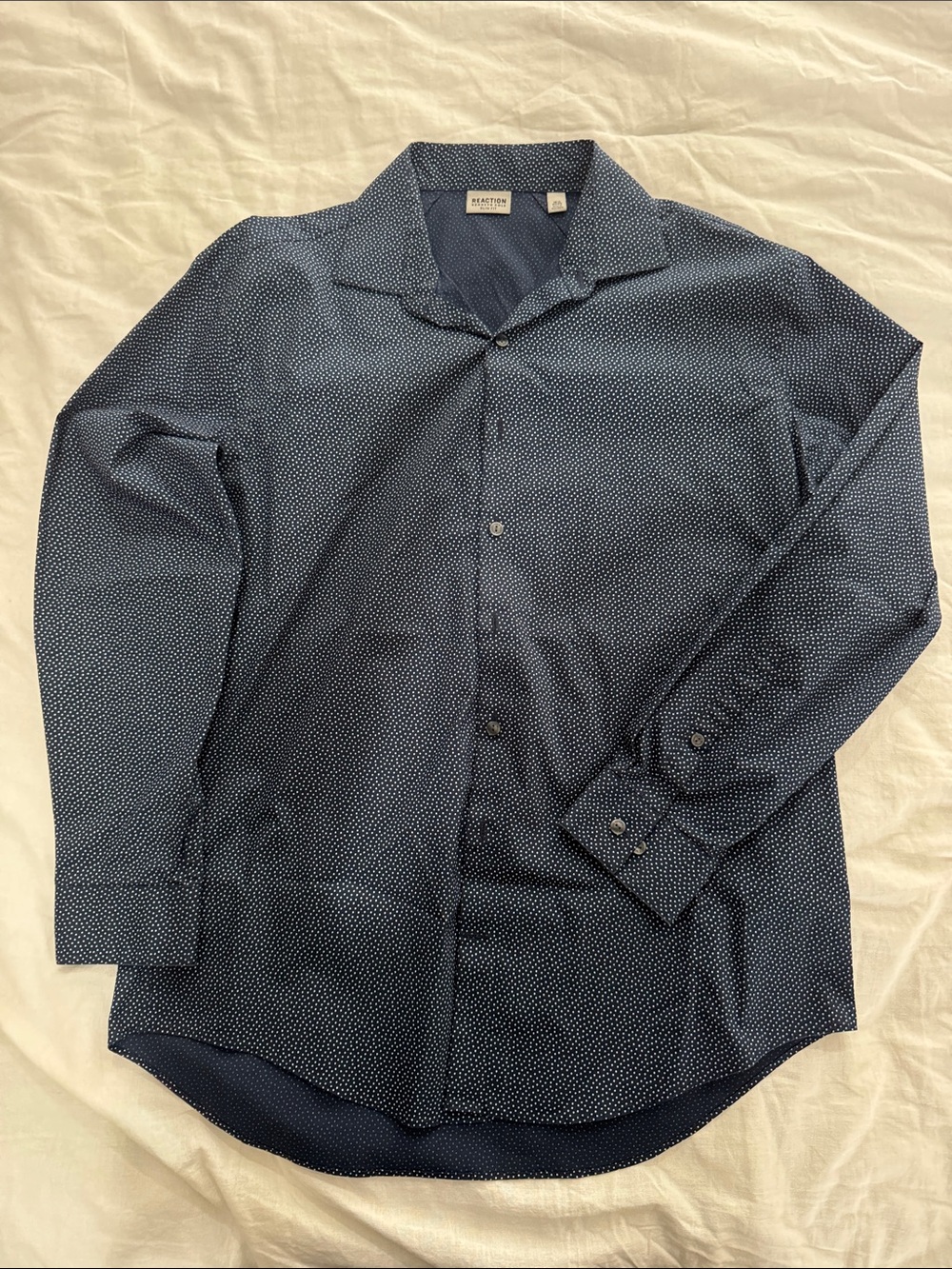 Reaction Kenneth Cole Navy Microdot Long-Sleeve Button Shirt